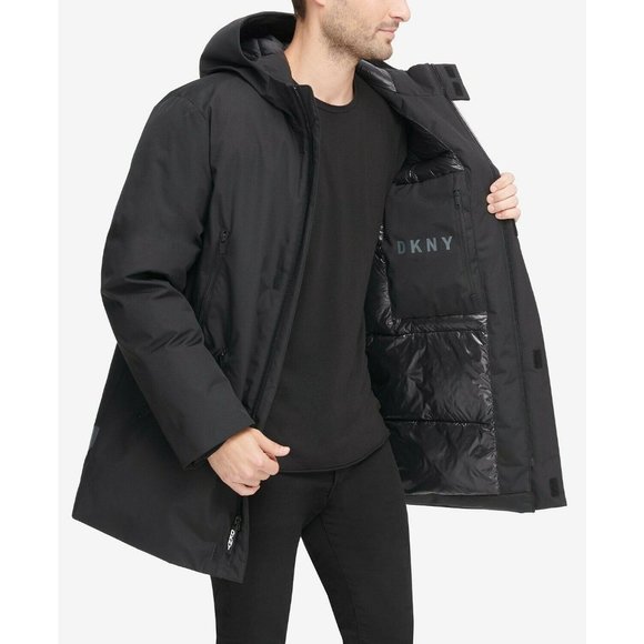 DKNY Men's Full-Length Hooded Parka - Size Medium - Picture 3 of 12